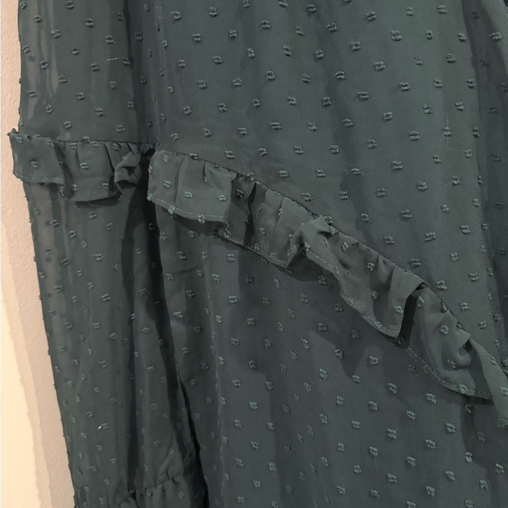 Lulu's Dark Green High Low Wrap Dress - Picture 6 of 9